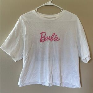 BARBIE t shirt- White Barbie T-Shirt with Pink Logo - LARGE
